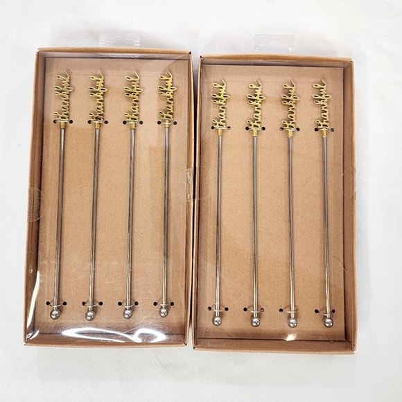 Gold and Silver Cocktail Stirrer 4 Count Set (Price Is Per Set) - Picture 1 of 7